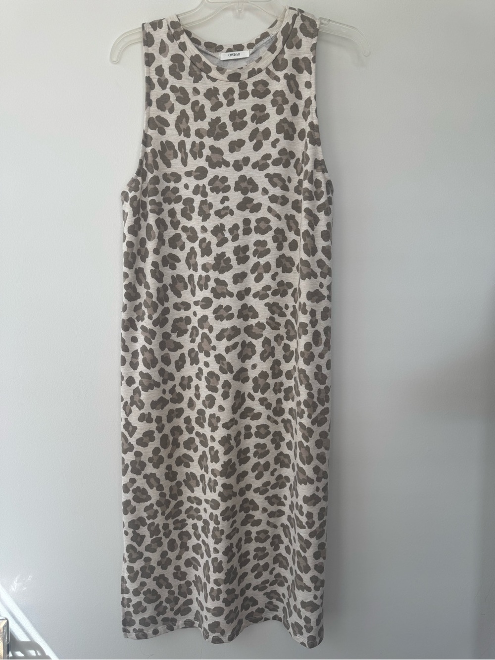 Cherish Cheetah Print Tank Dress Halter Top Sz L Beige Beach